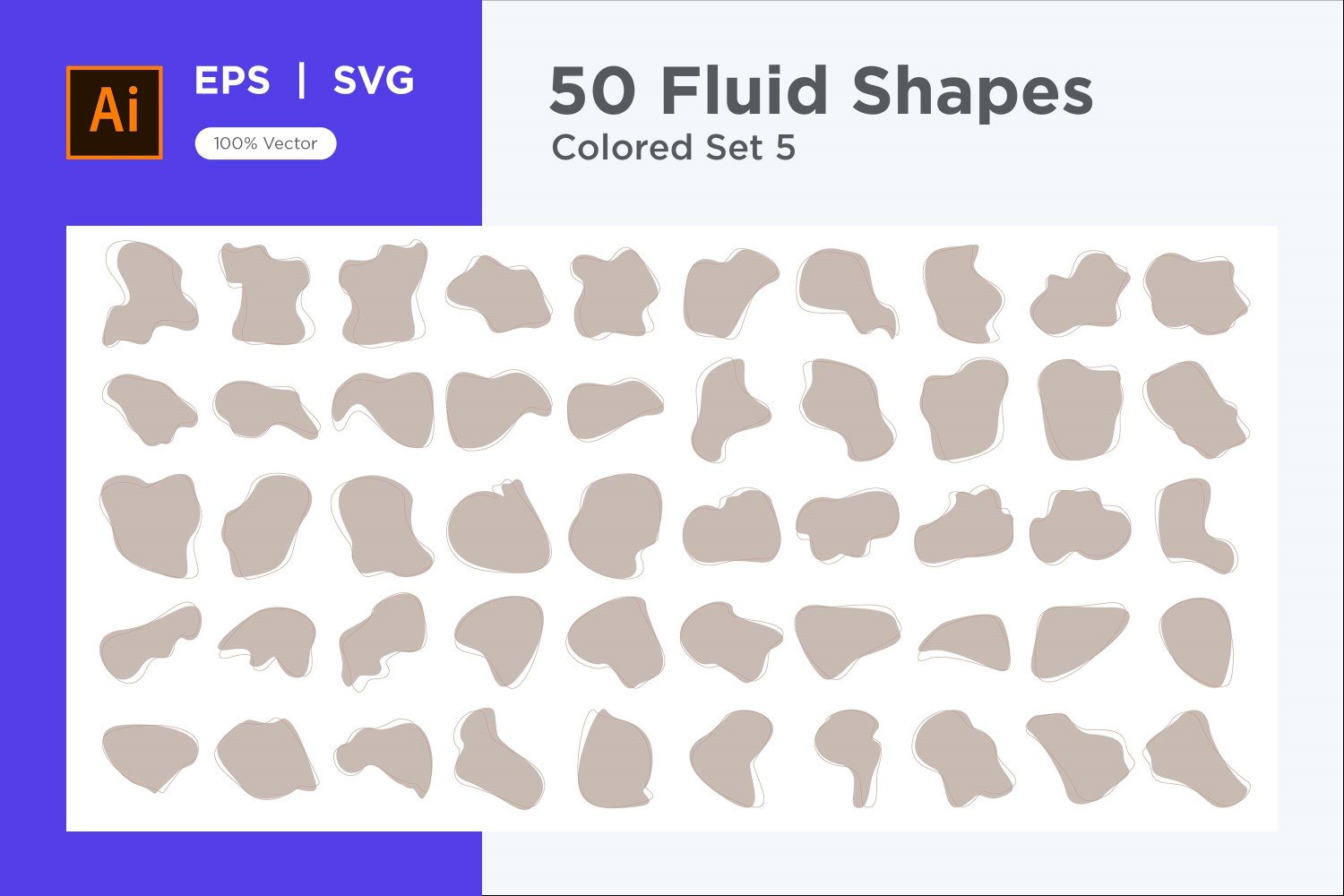 Abstract Fluid Shape Colored Set 50 V 5