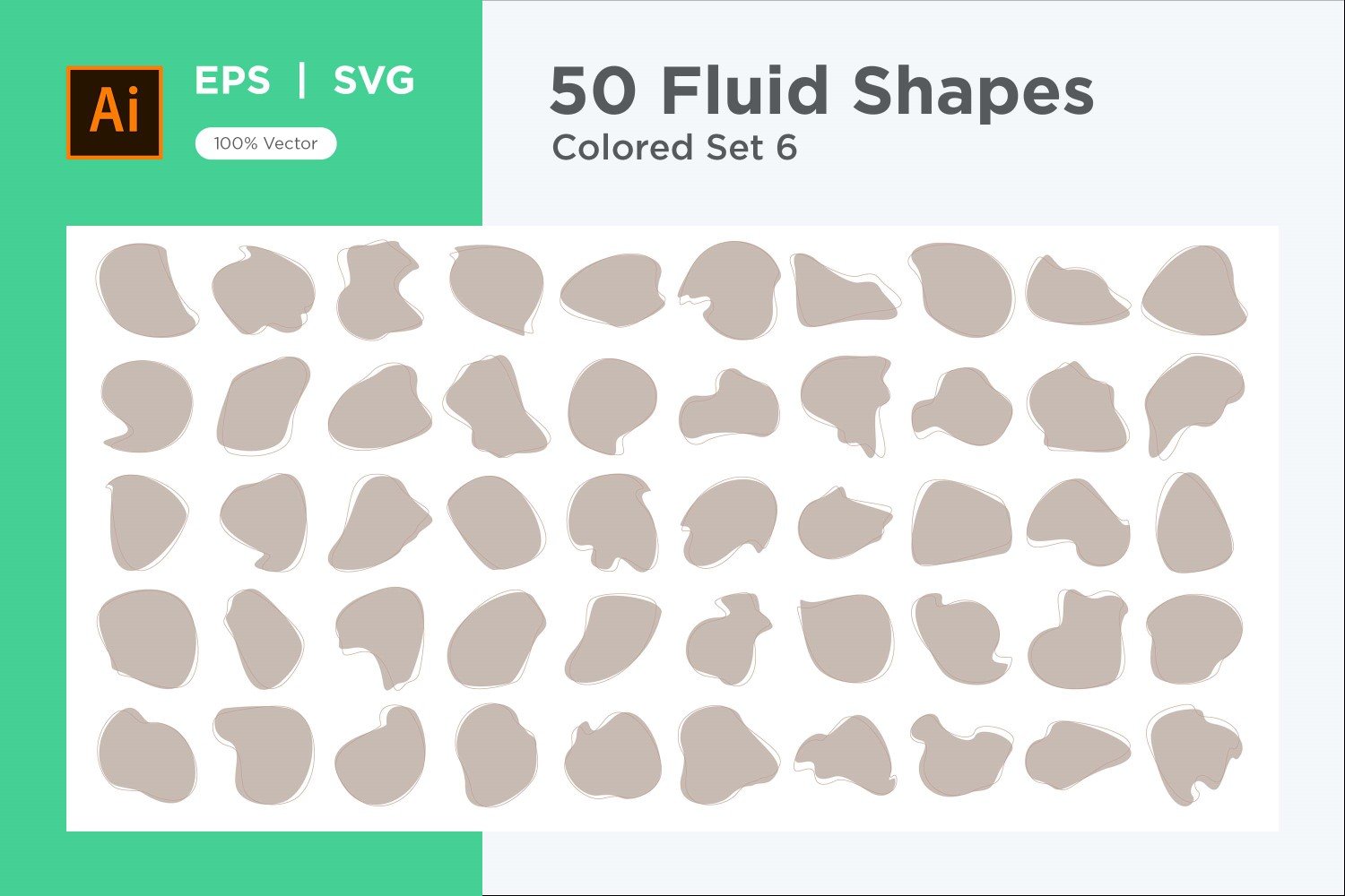 Abstract Fluid Shape Colored Set 50 V 6