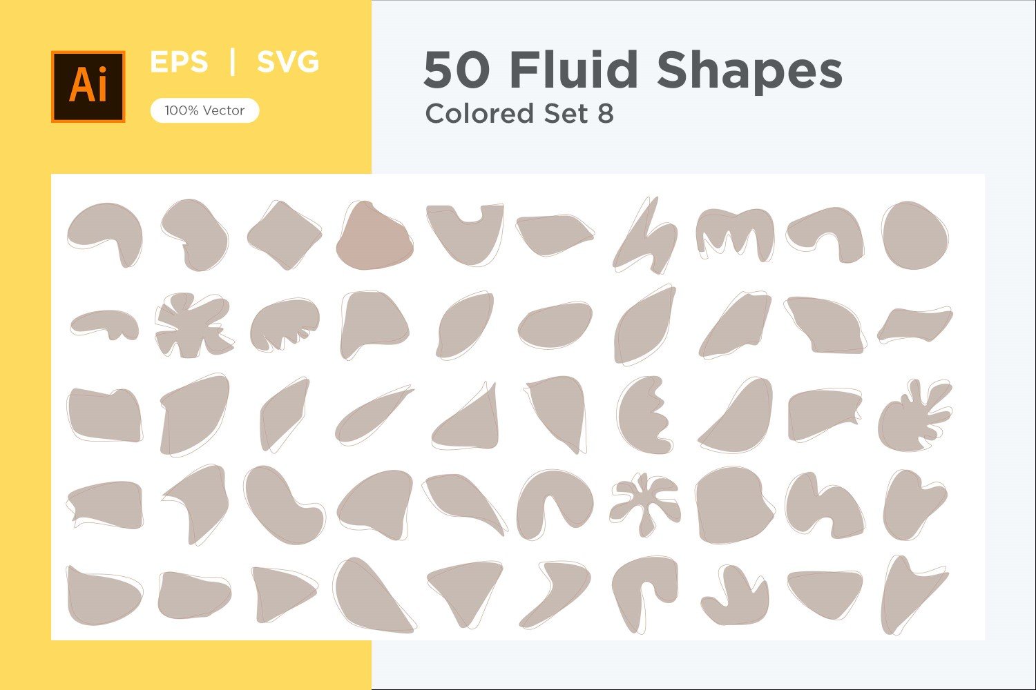 Abstract Fluid Shape Colored Set 50 V 8