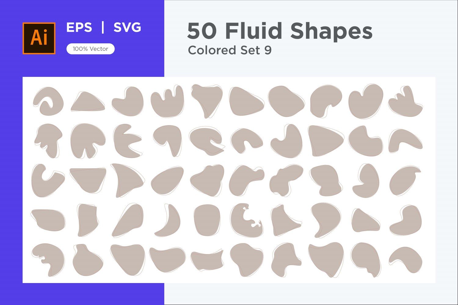 Abstract Fluid Shape Colored Set 50 V 9