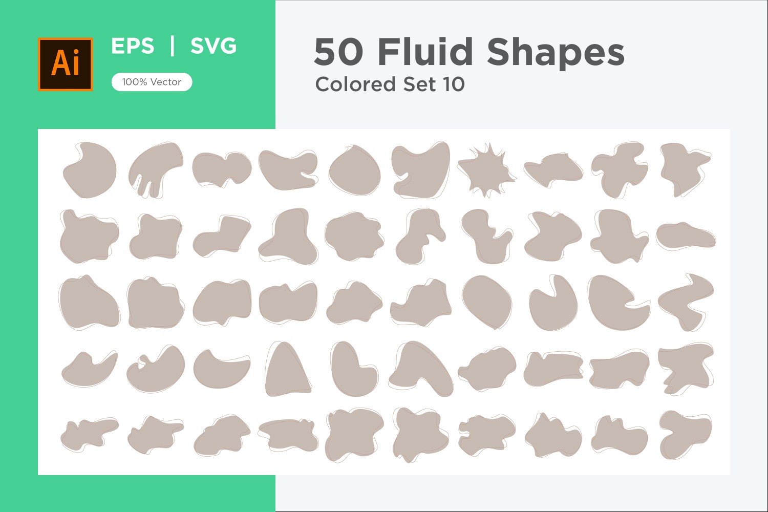 Abstract Fluid Shape Colored Set 50 V 10