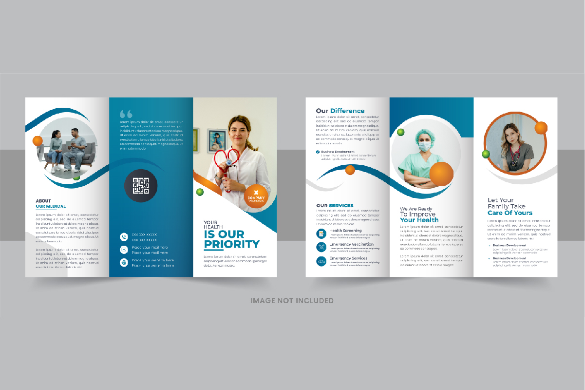 Healthcare or medical center trifold brochure design