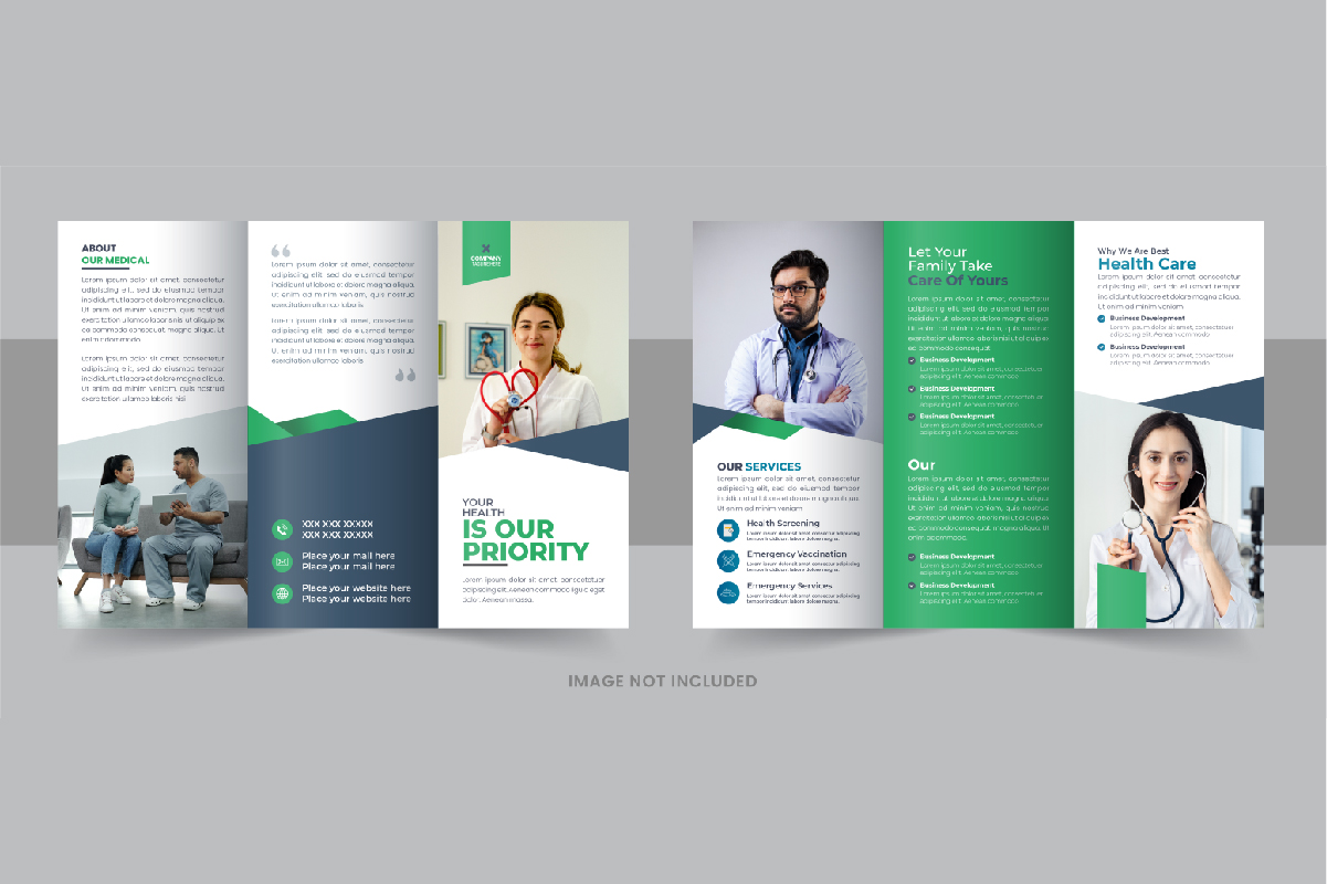 Healthcare or medical center trifold brochure layout