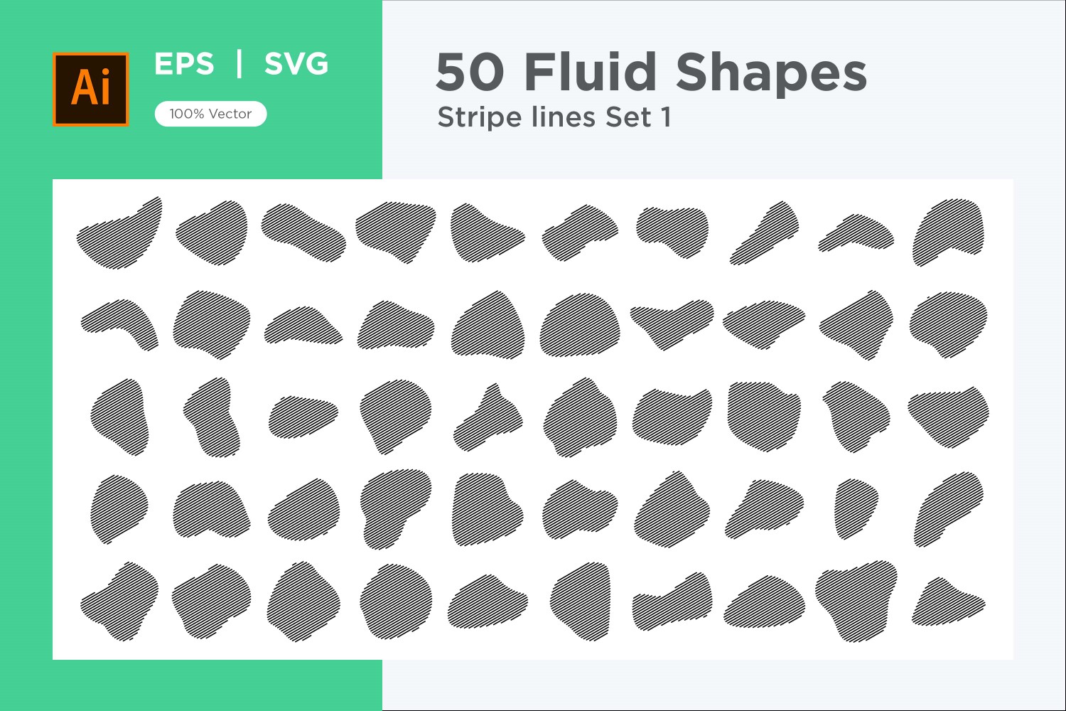 Abstract Fluid Shape Stripe lines Set 50 V 1