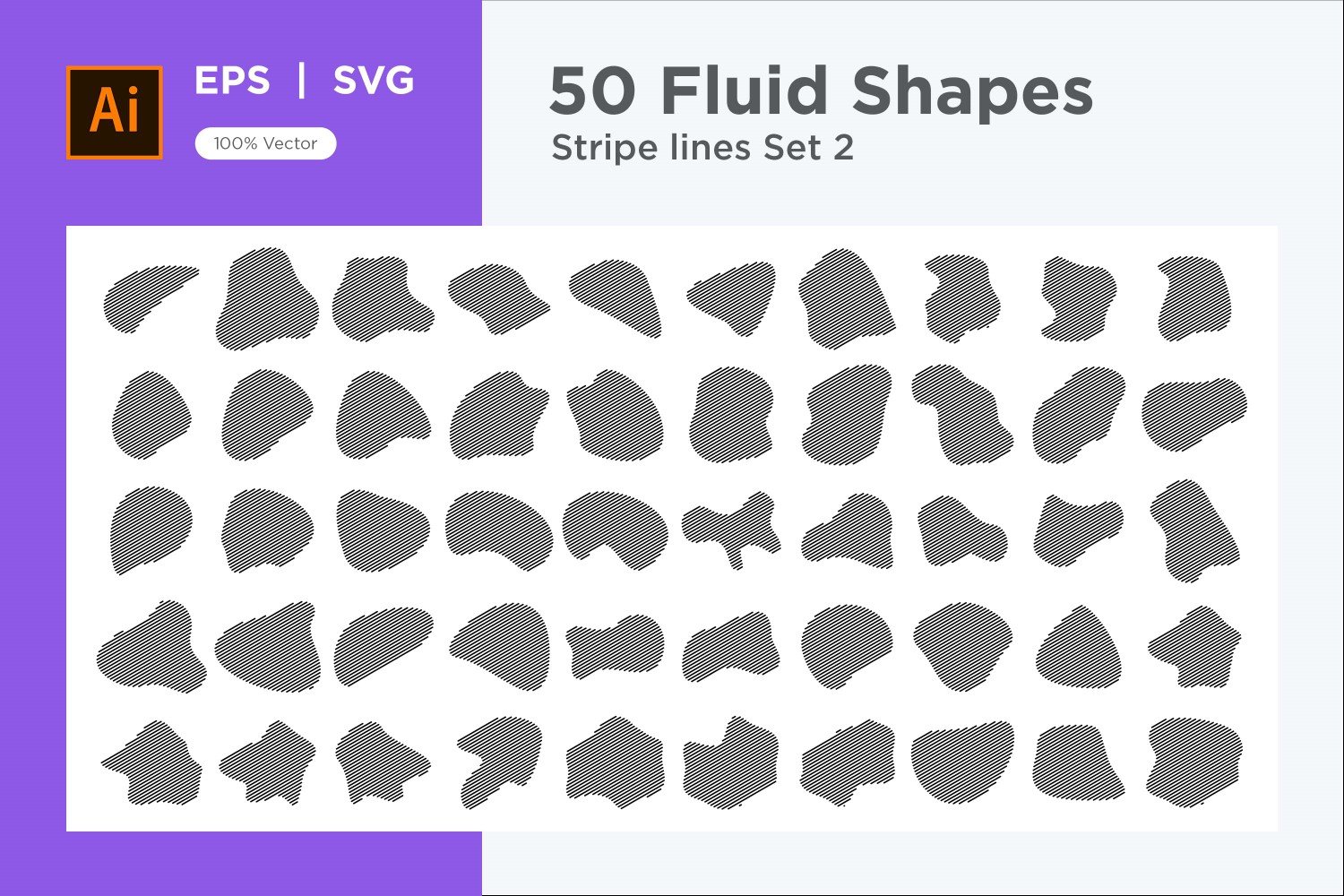 Abstract Fluid Shape Stripe lines Set 50 V 2