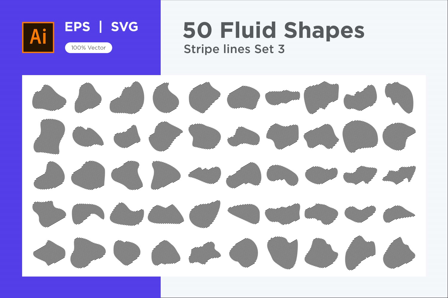 Abstract Fluid Shape Stripe lines Set 50 V 3