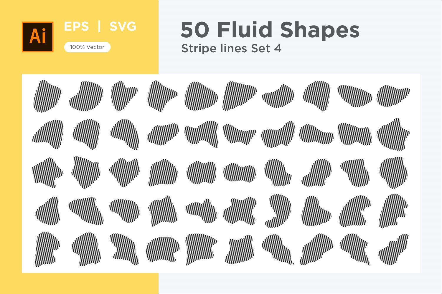 Abstract Fluid Shape Stripe lines Set 50 V 4