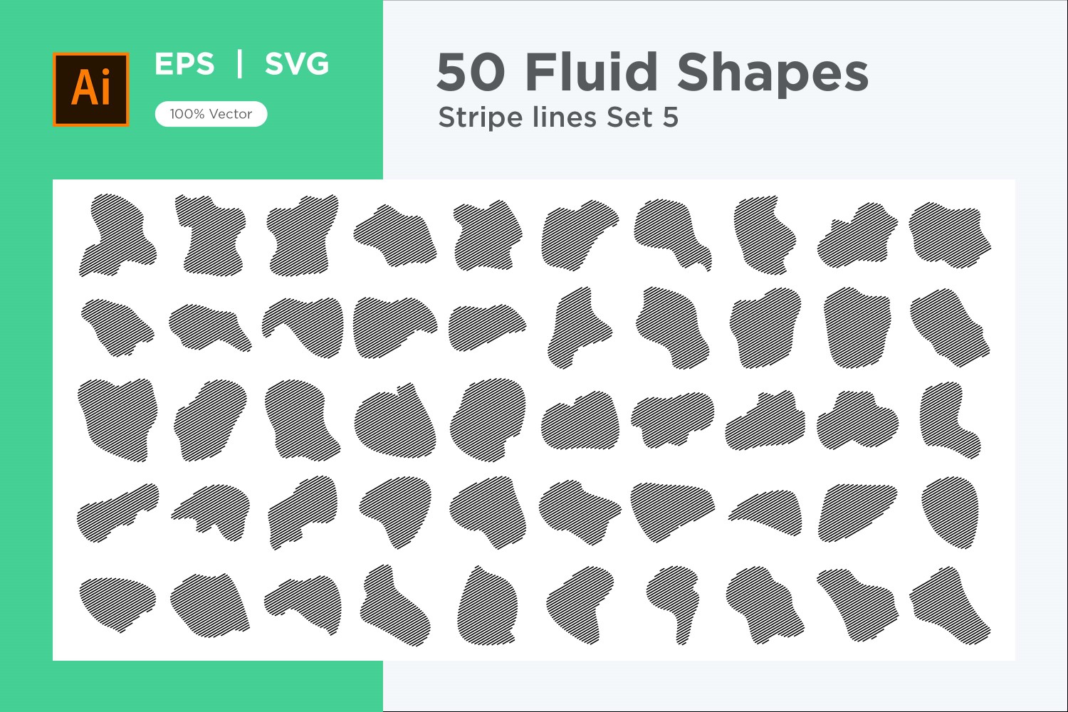 Abstract Fluid Shape Stripe lines Set 50 V 5