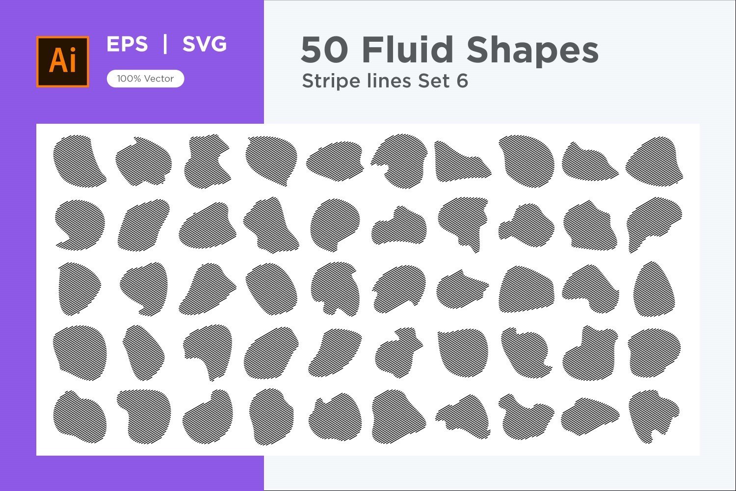 Abstract Fluid Shape Stripe lines Set 50 V 6