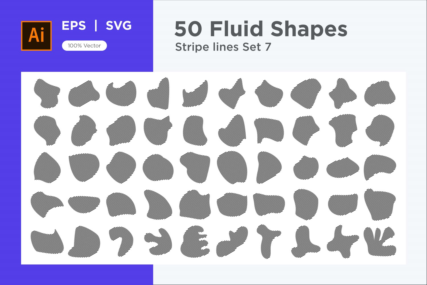 Abstract Fluid Shape Stripe lines Set 50 V 7