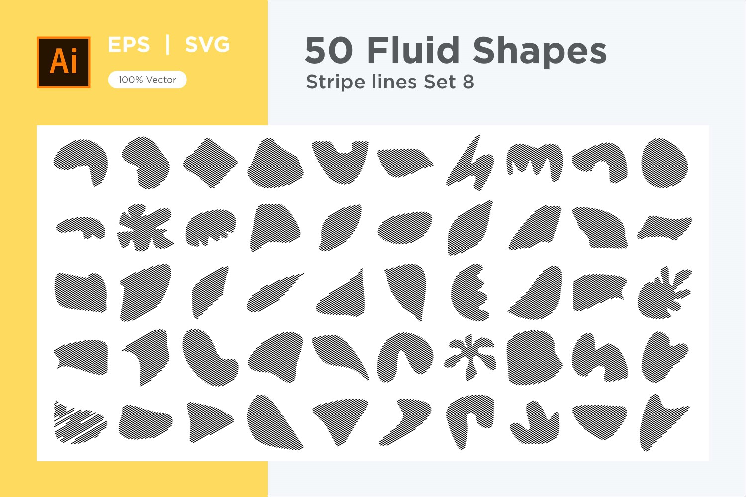 Abstract Fluid Shape Stripe lines Set 50 V 8