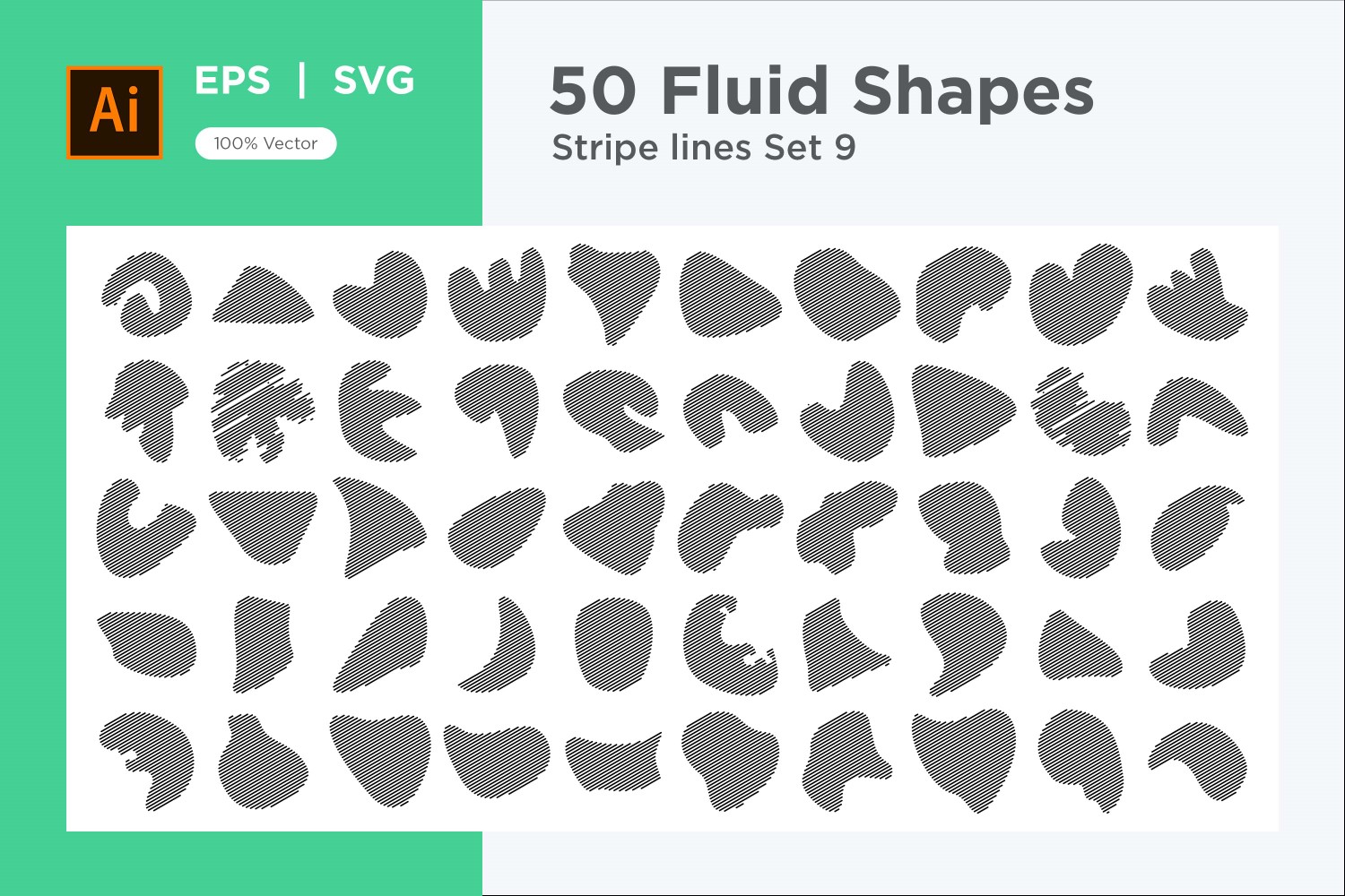 Abstract Fluid Shape Stripe lines Set 50 V 9