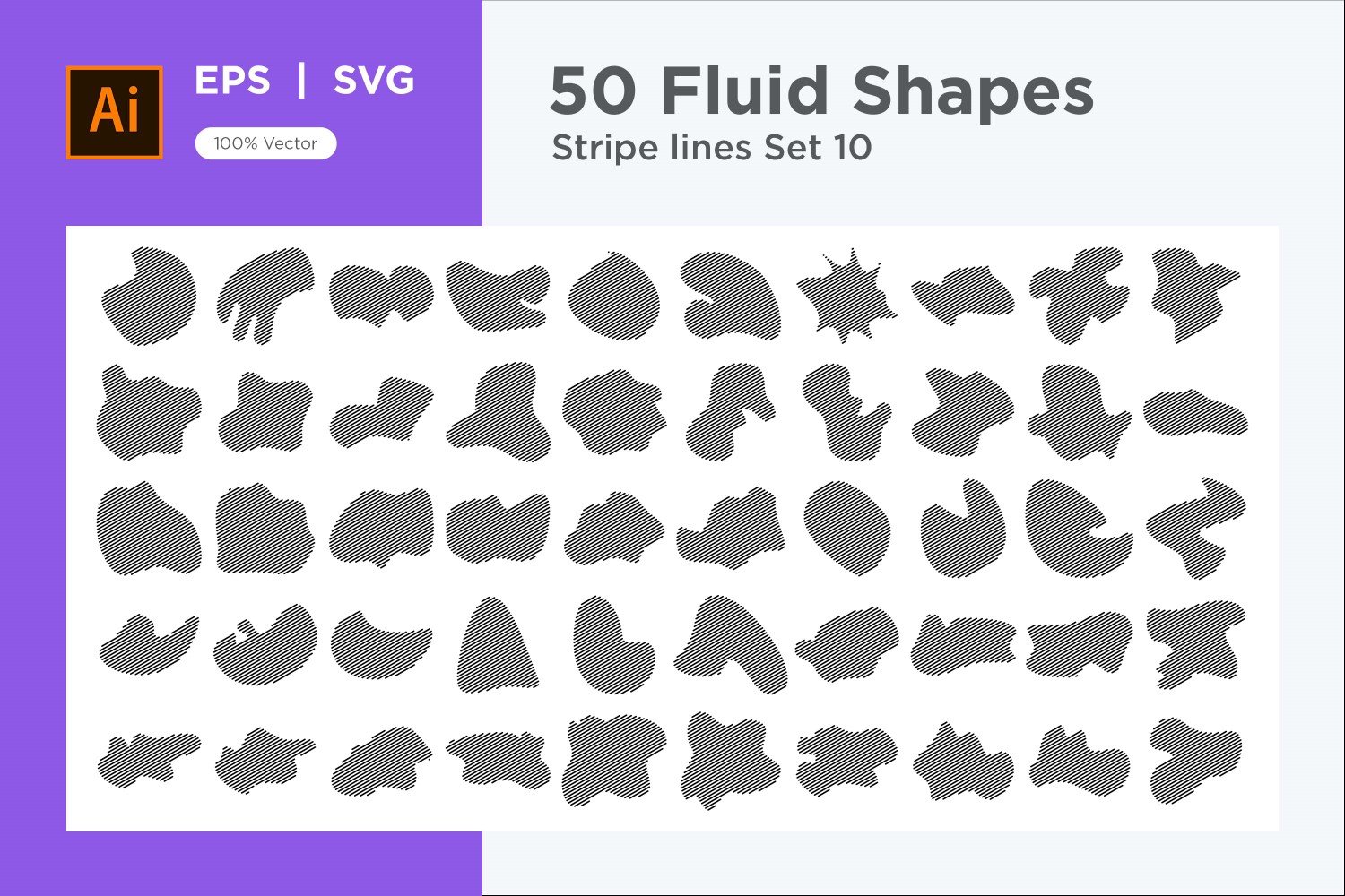 Abstract Fluid Shape Stripe lines Set 50 V 10