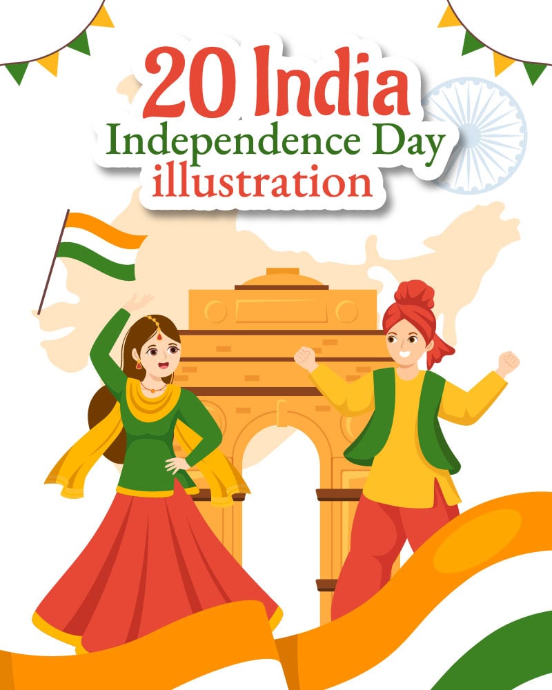 20 Happy Independence Day India Illustration