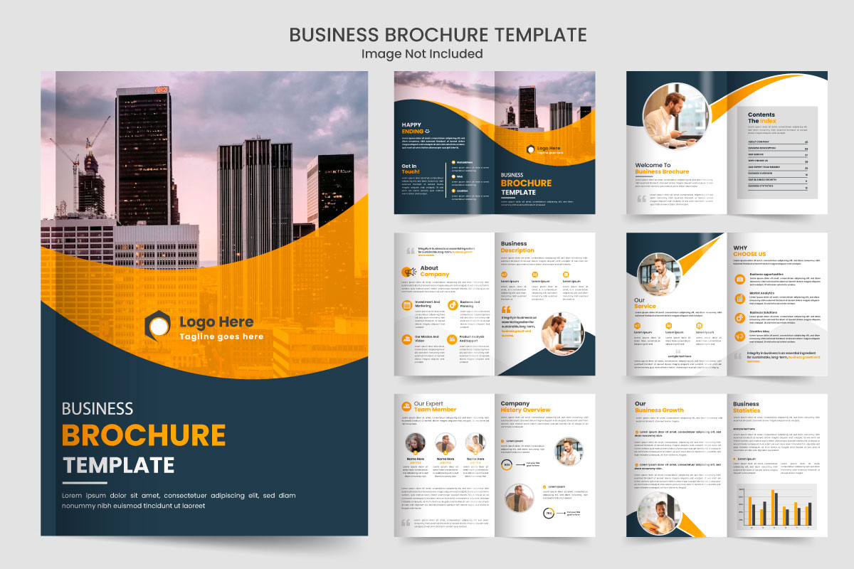 Brochure template layout design and corporate company profile minimal 12-page brochure