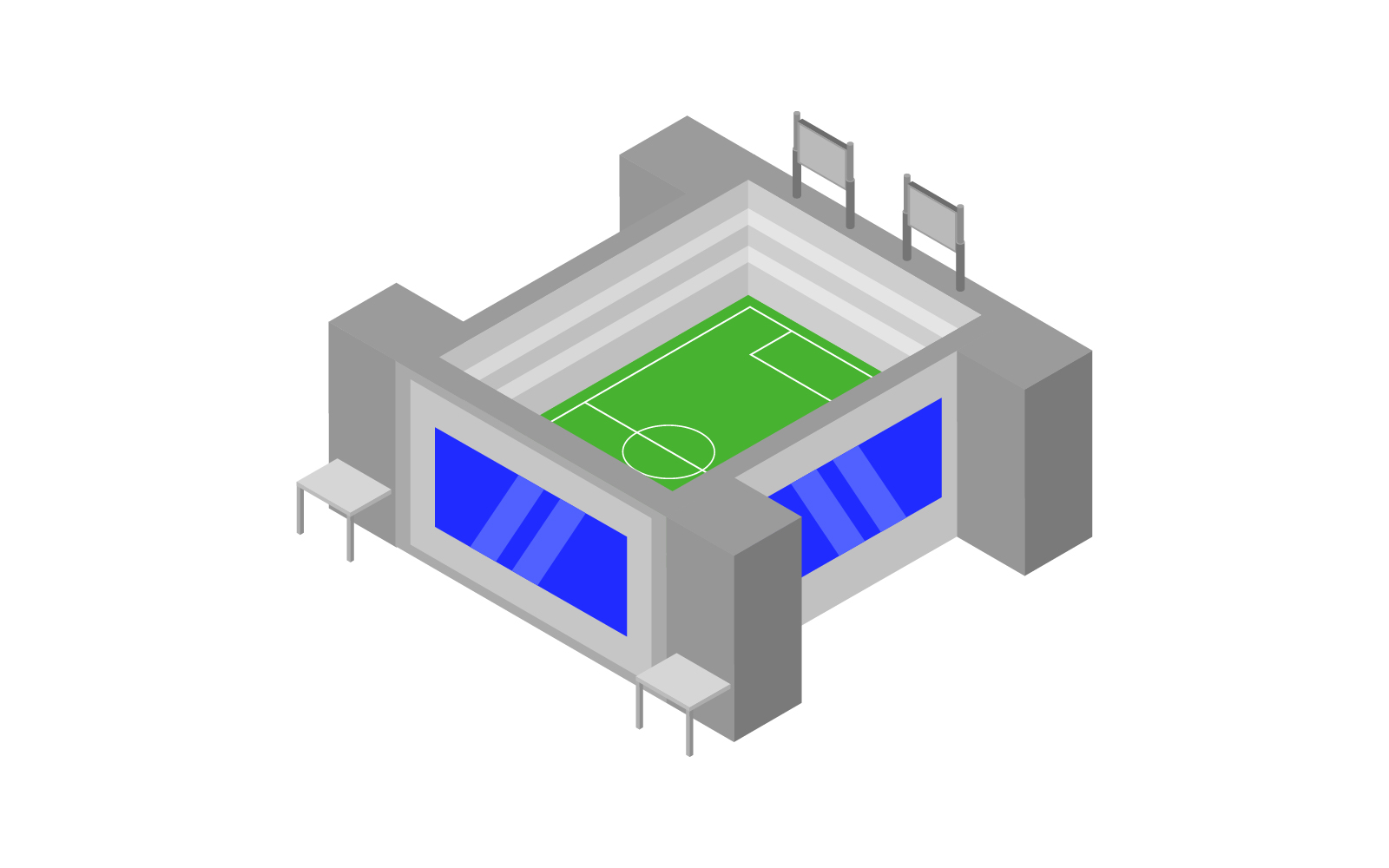 Isometric and colored stadium in vector on background