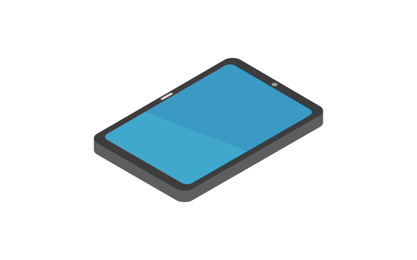 Isometric tablet illustrated and colored in vector on background