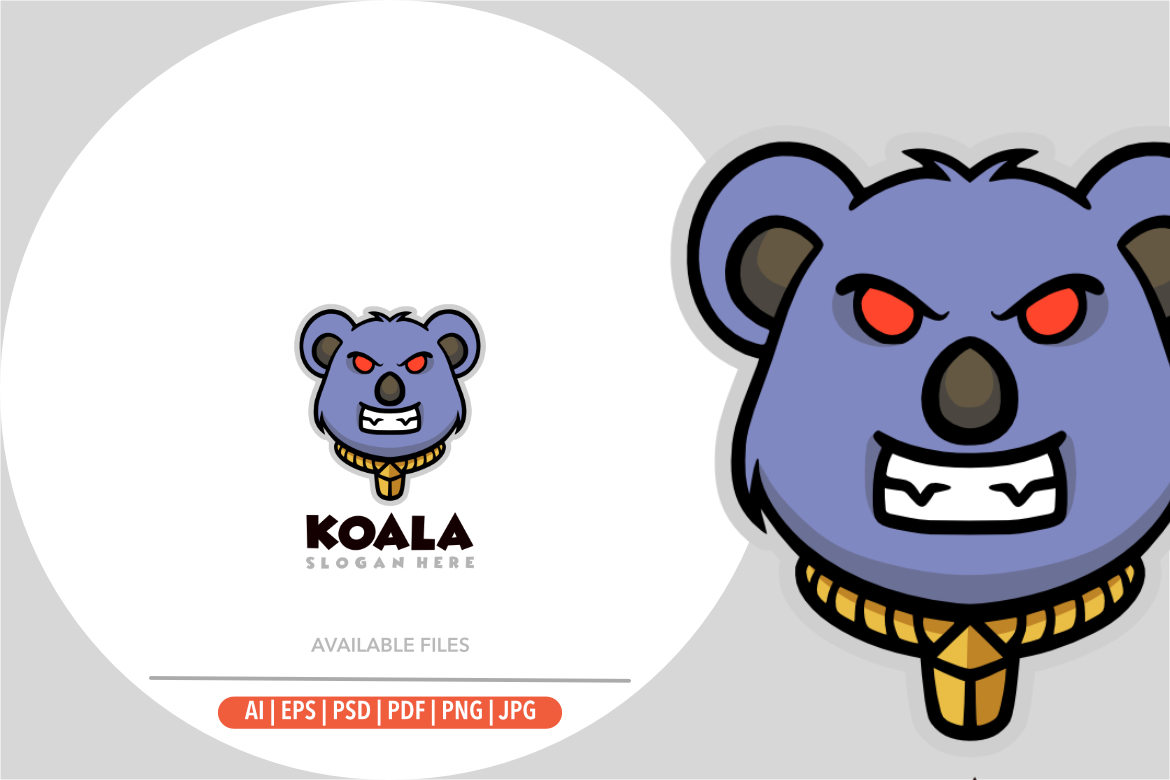 Koala head angry mascot logo