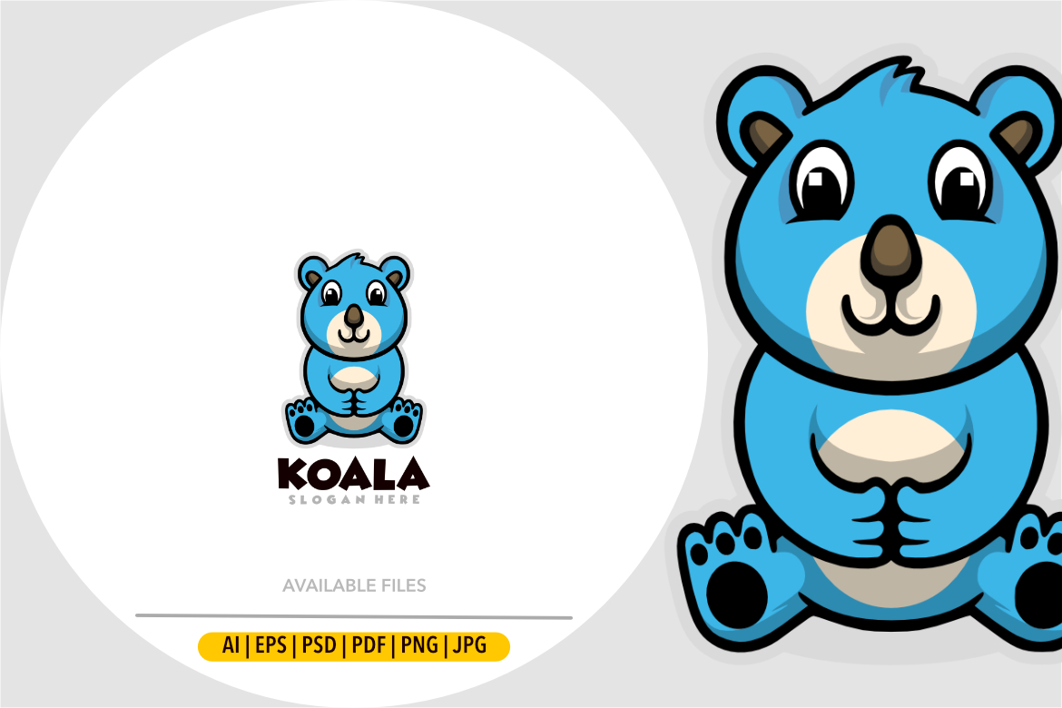 Koala mascot cartoon logo design