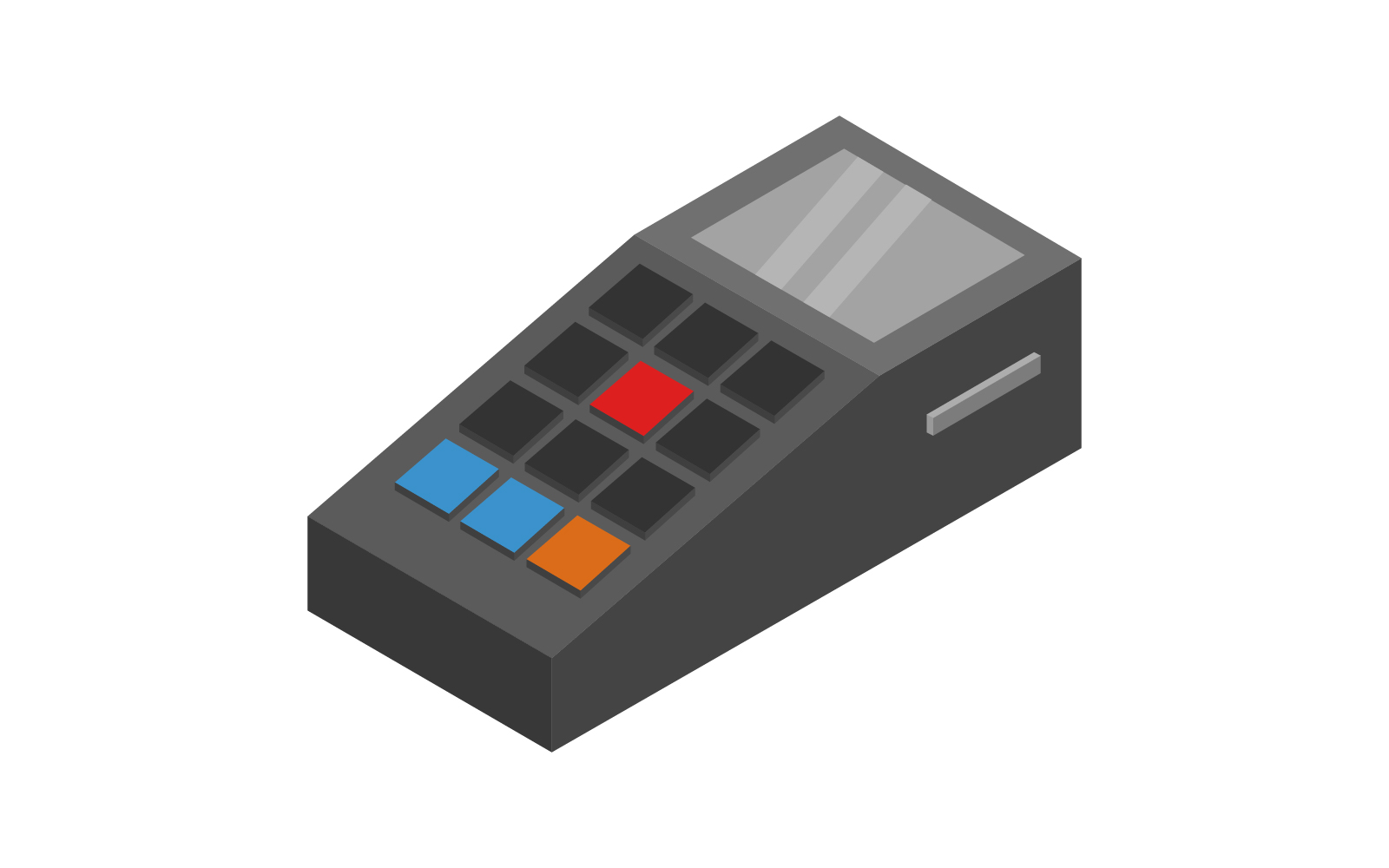 Isometric pos terminal illustrated in vector on white background