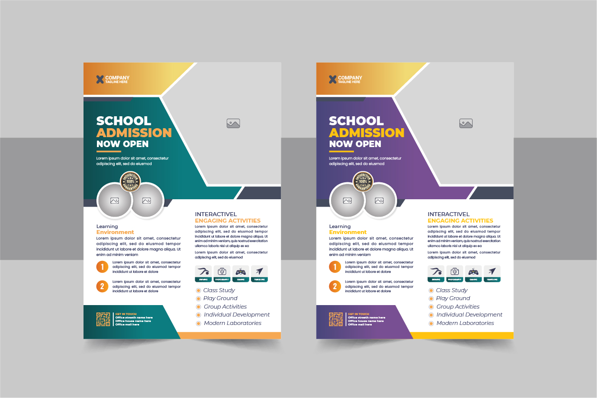 Kids back to school education admission flyer layout or School admission flyer design