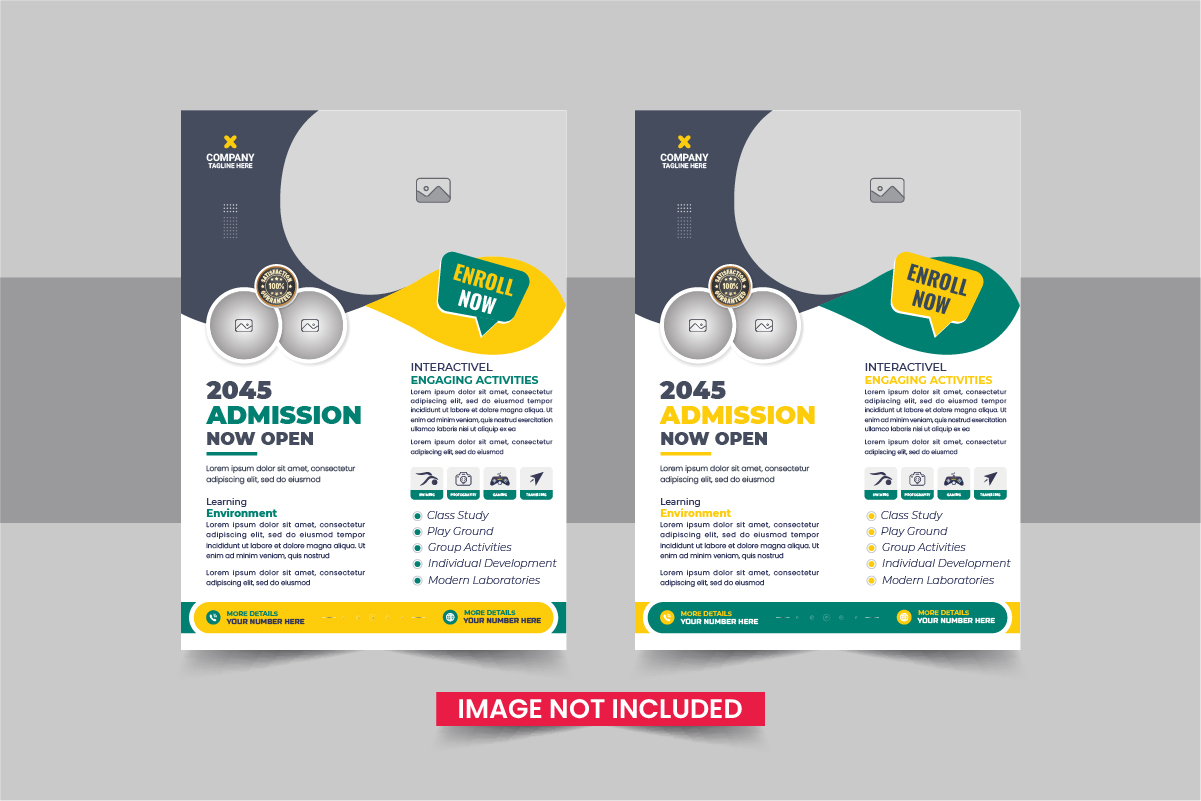 Back to school education admission flyer layout or School admission flyer template