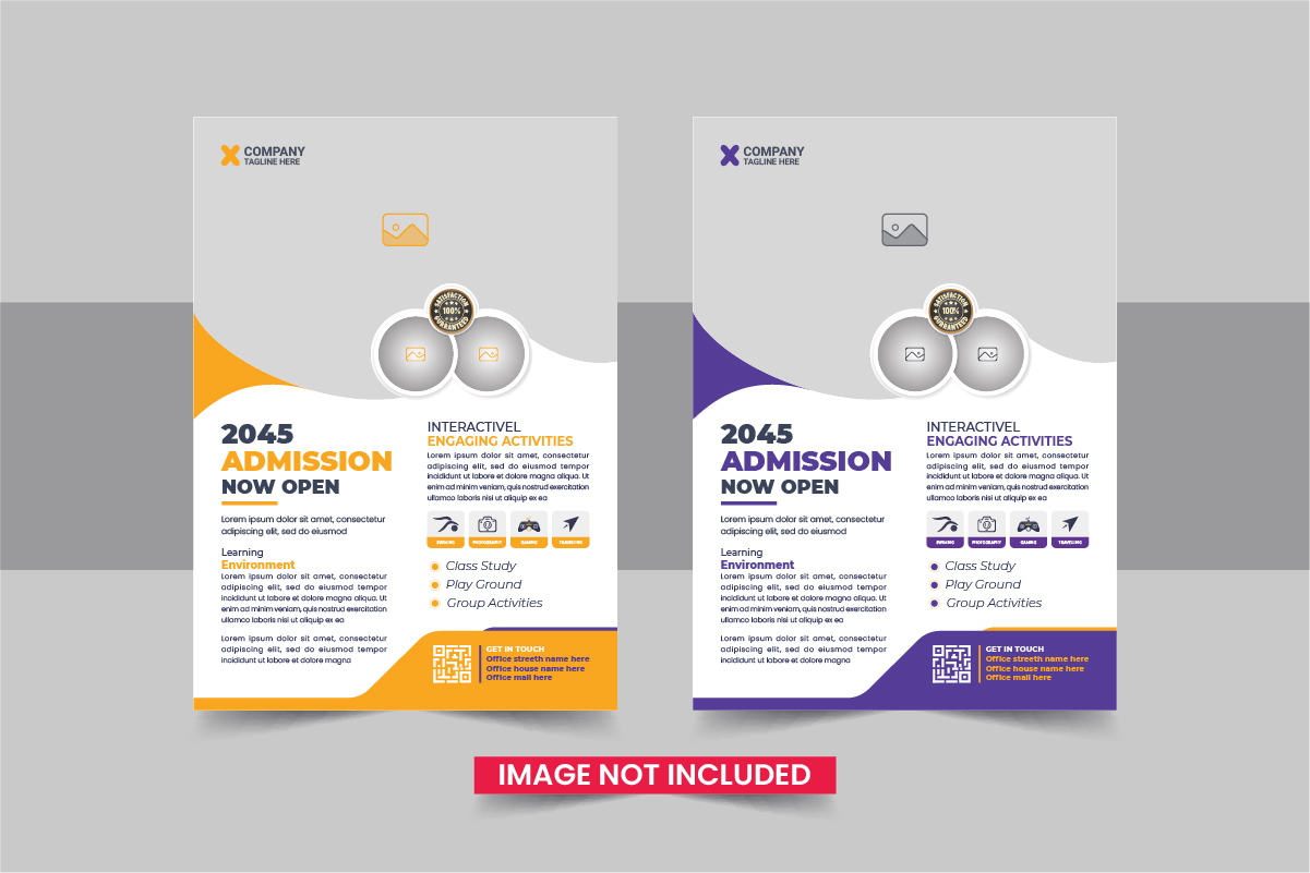 Back to school education admission flyer layout or School admission flyer design template