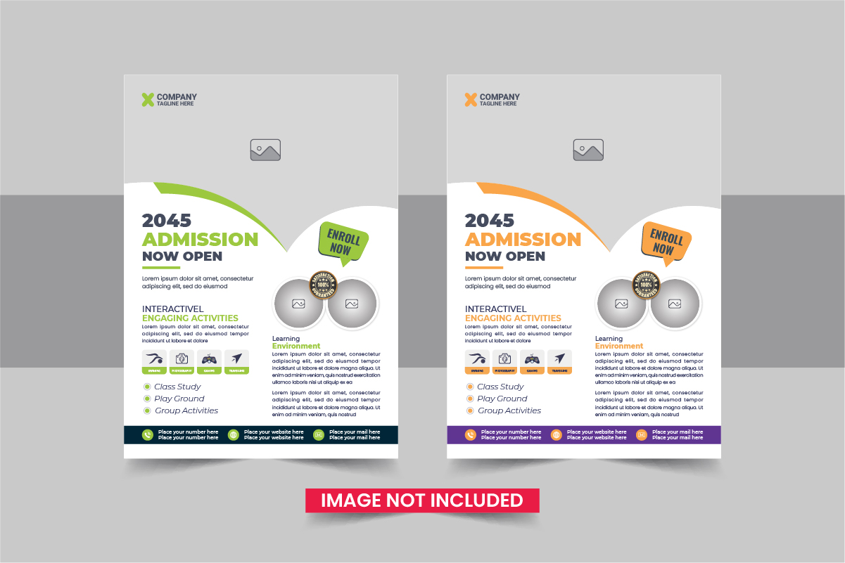 Back to school education admission flyer layout or School admission flyer template design