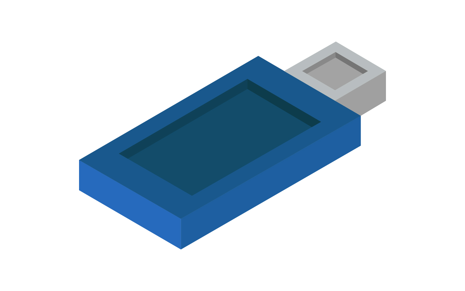 Isometric usb drive illustrated and colored in vector on background