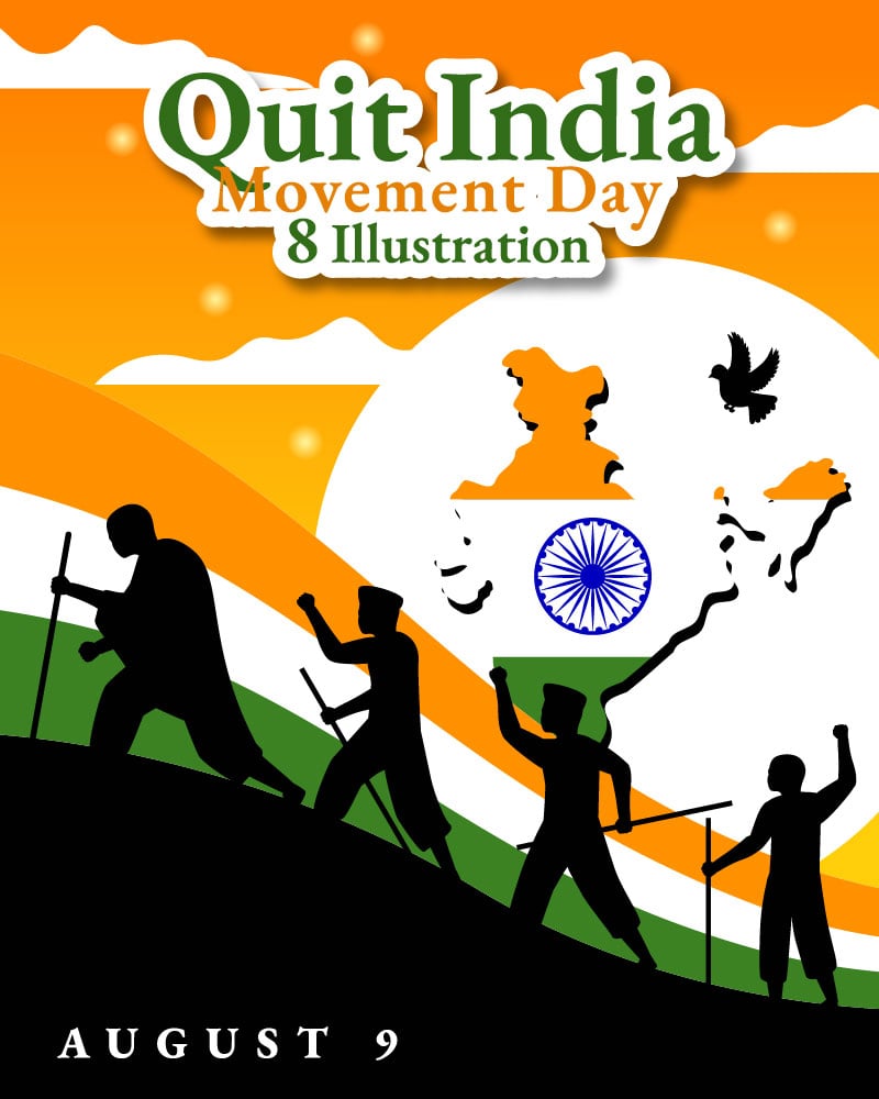 8 Quit India Movement Day Illustration