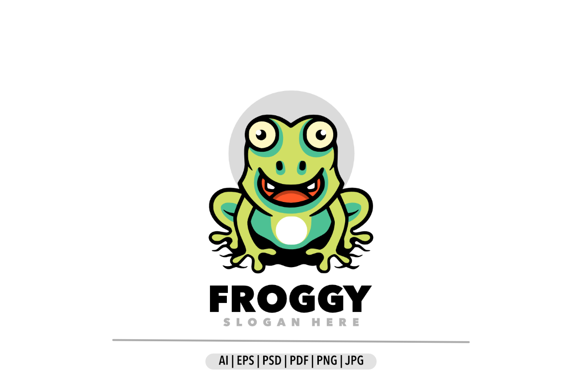 Frog funny mascot logo cartoon design