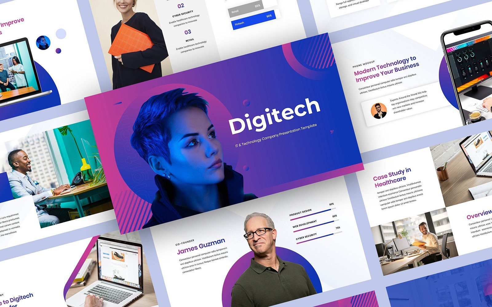 Digitech - IT and Technology Company Presentation PowerPoint Templates