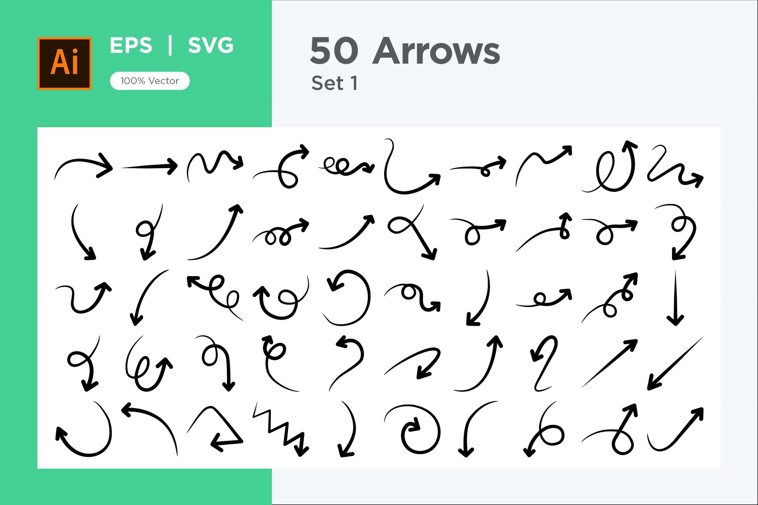 Hand Drawn Abstract Arrow Design Set 50 V 1