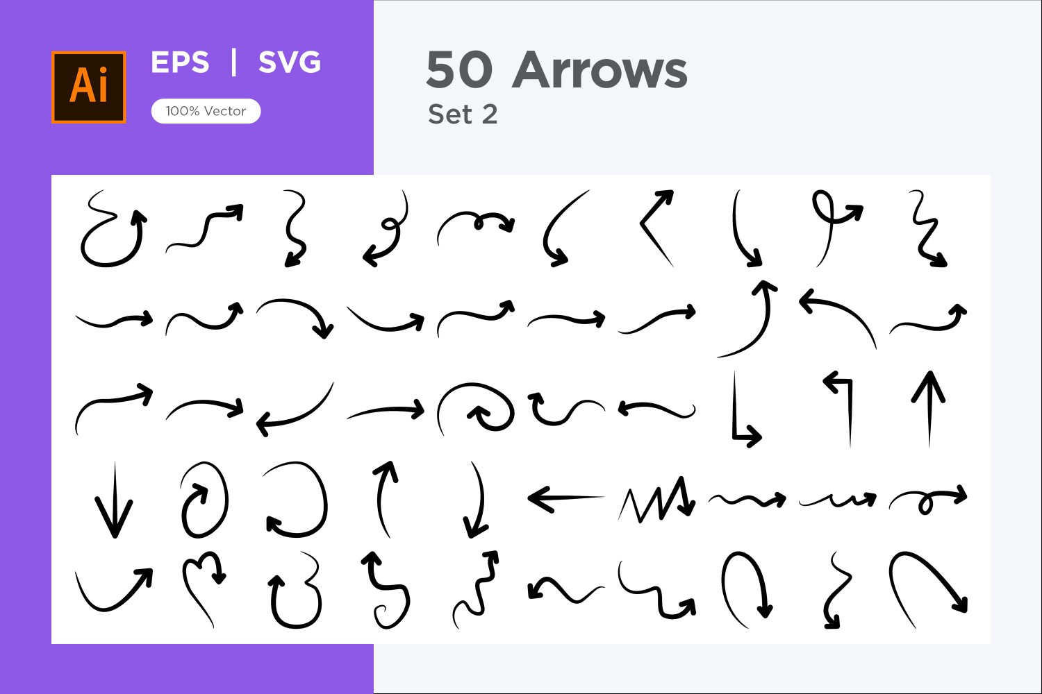 Hand Drawn Abstract Arrow Design Set 50 V 2