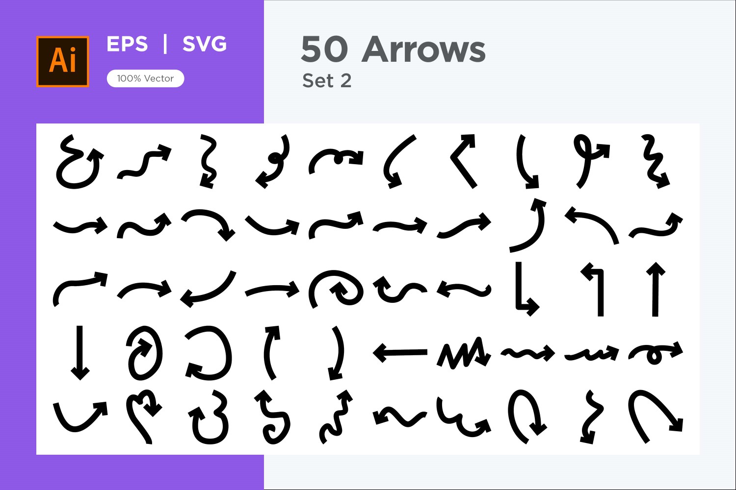 Hand Drawn Abstract Arrow Design Set 50 V 2 sec .2