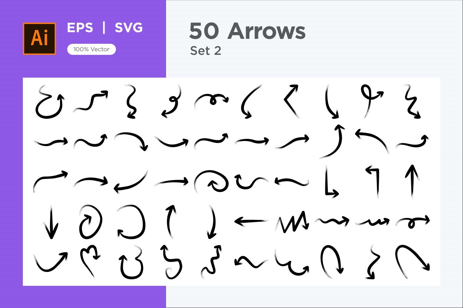 Hand Drawn Abstract Arrow Design Set 50 V 2 sec .3