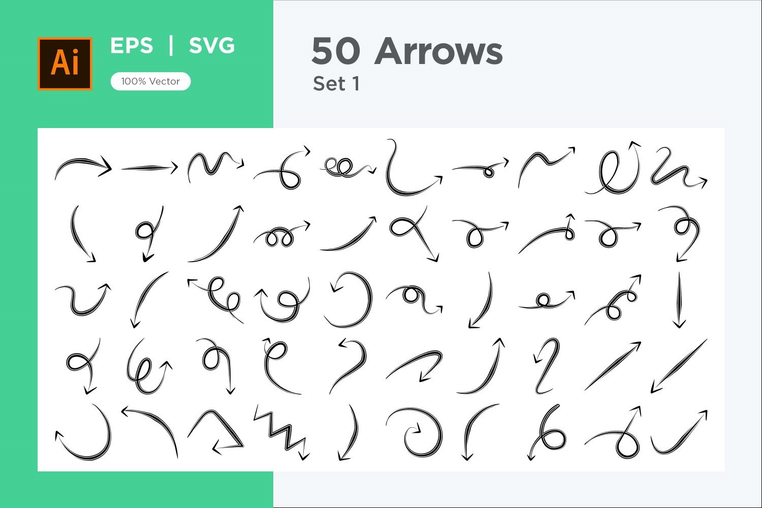 Hand Drawn Abstract Arrow Design Set 50 V 1 sec .4