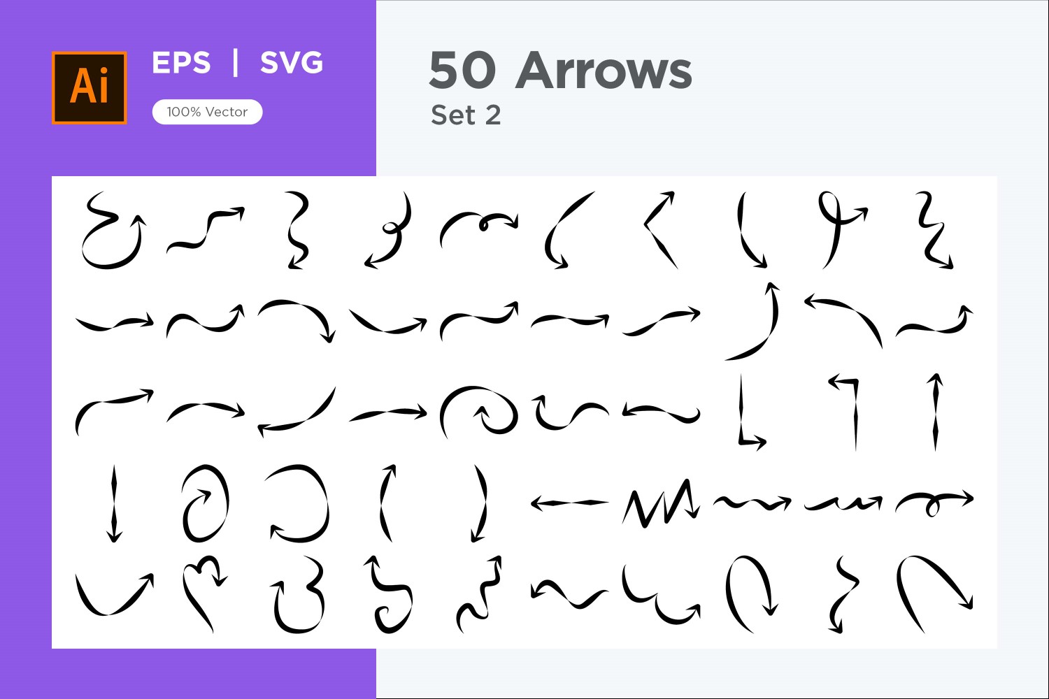 Hand Drawn Abstract Arrow Design Set 50 V 2 sec .5