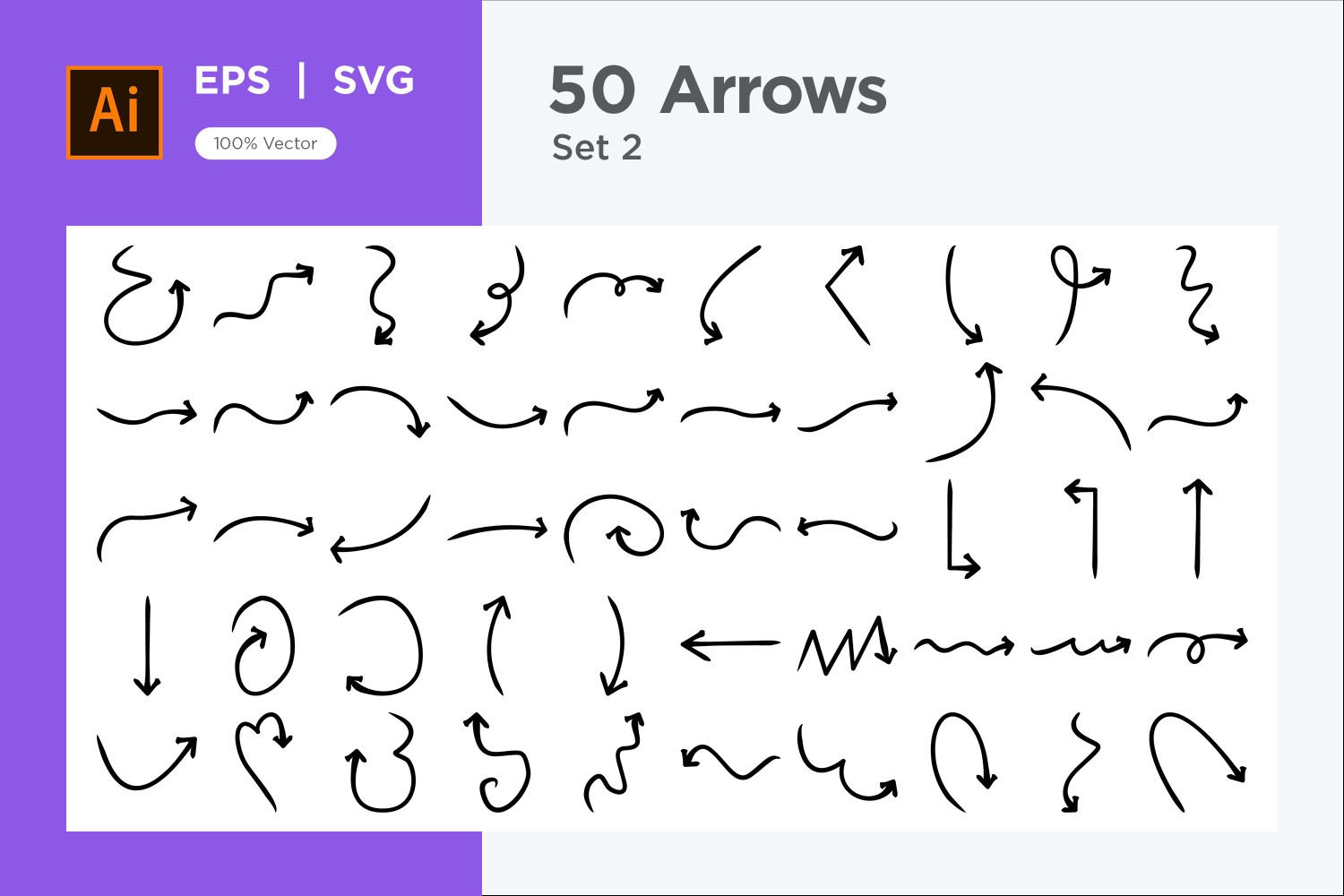 Hand Drawn Abstract Arrow Design Set 50 V 2 sec 7
