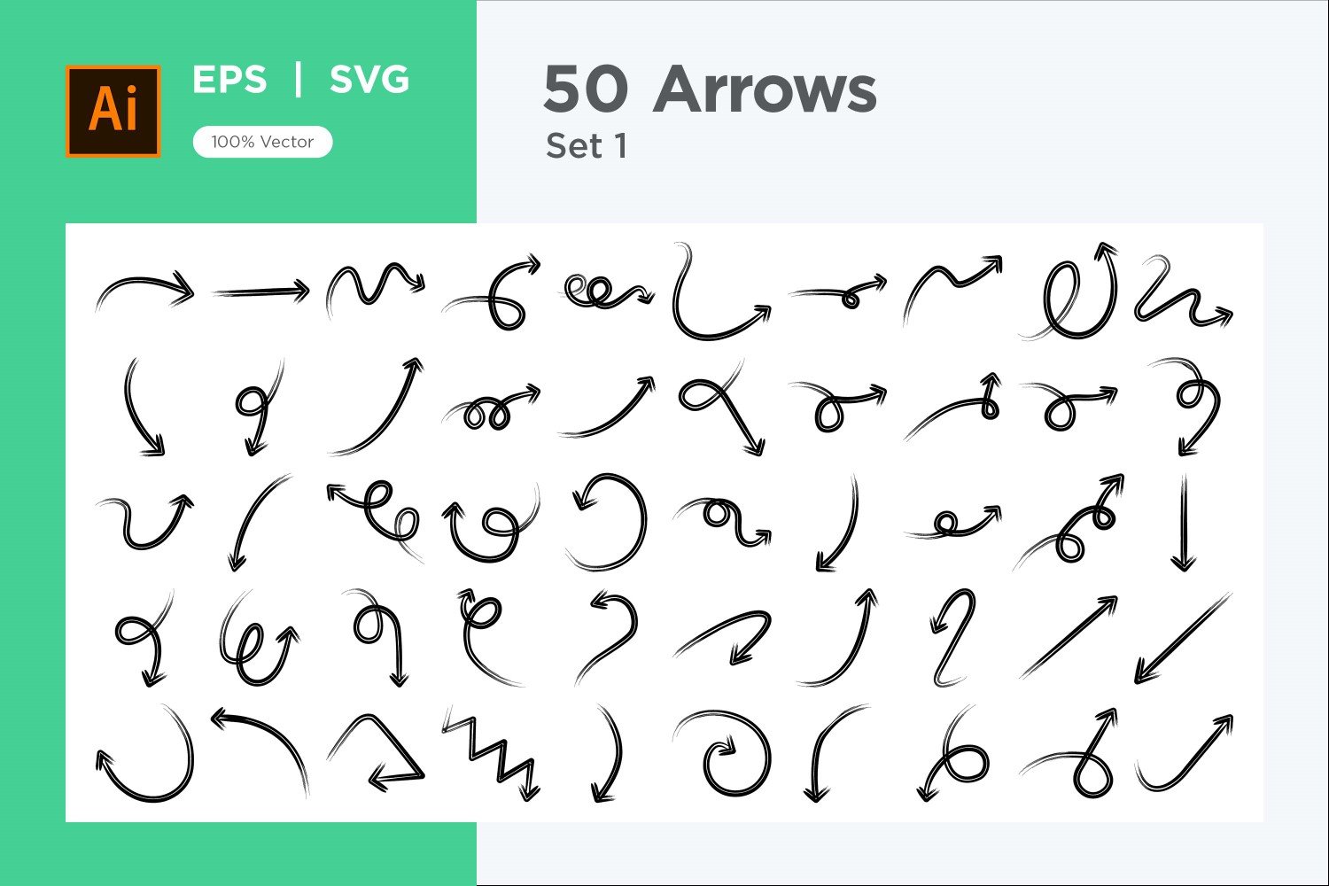 Hand Drawn Abstract Arrow Design Set 50 V 1 sec 8