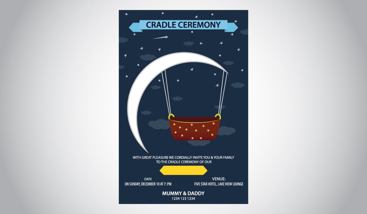 Moon theme Cradle Ceremony Illustration template