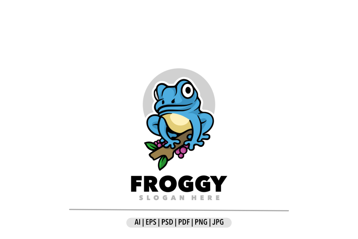 Frog mascot logo design template