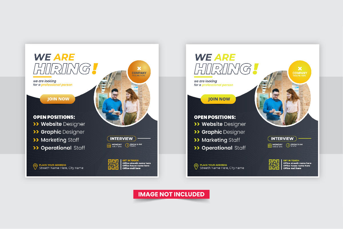 We Are Hiring Social Media post Or Digital Marketing Post template design layout