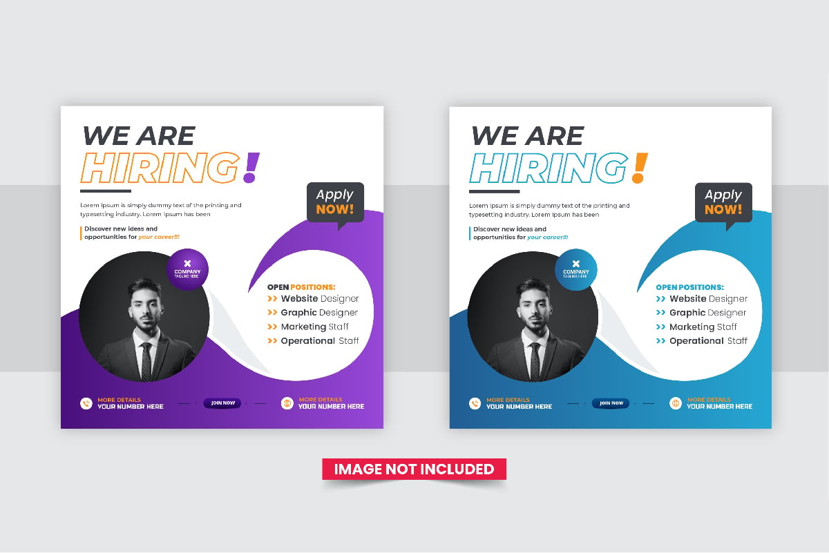 job vacancy Social Media post Or Digital Marketing Post Design template layout