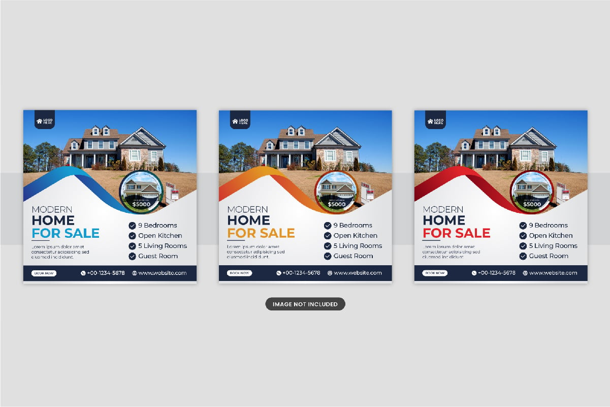 Real Estate home sale or home repair Social Media Post template layout