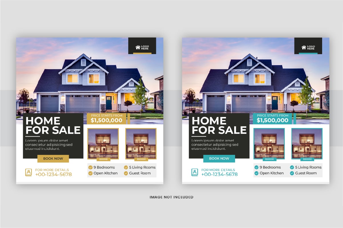 Real Estate home sale or home repair Social Media Post template design layout