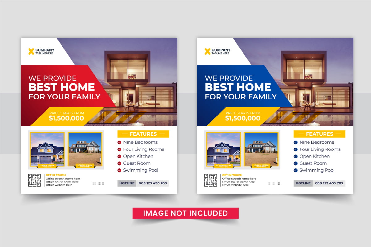 Modern Real Estate home sale or home repair Social Media Post template design