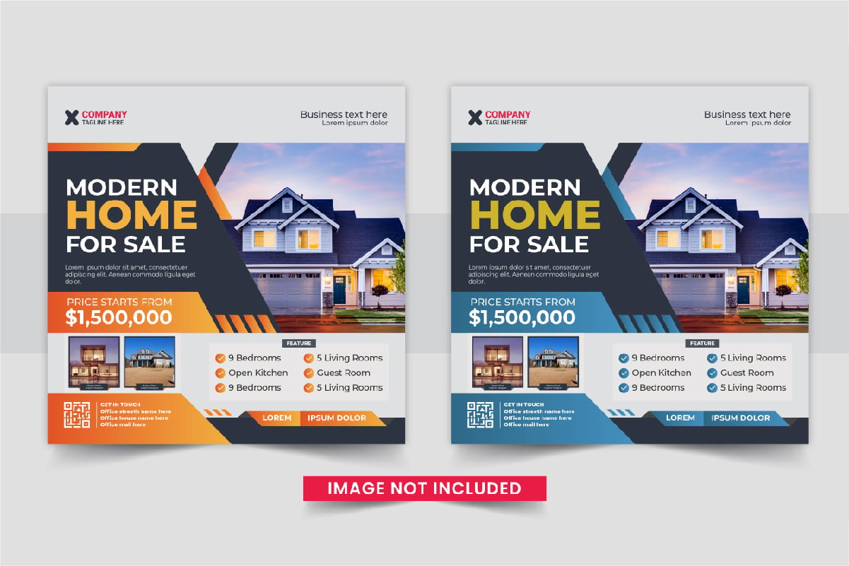 Modern Real Estate home sale or home repair Social Media Post design layout