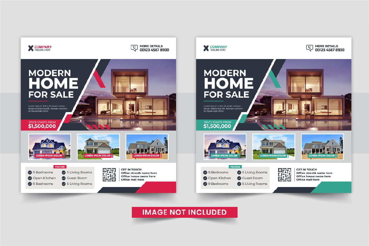 Modern Real Estate home sale or home repair Social Media Post template layout