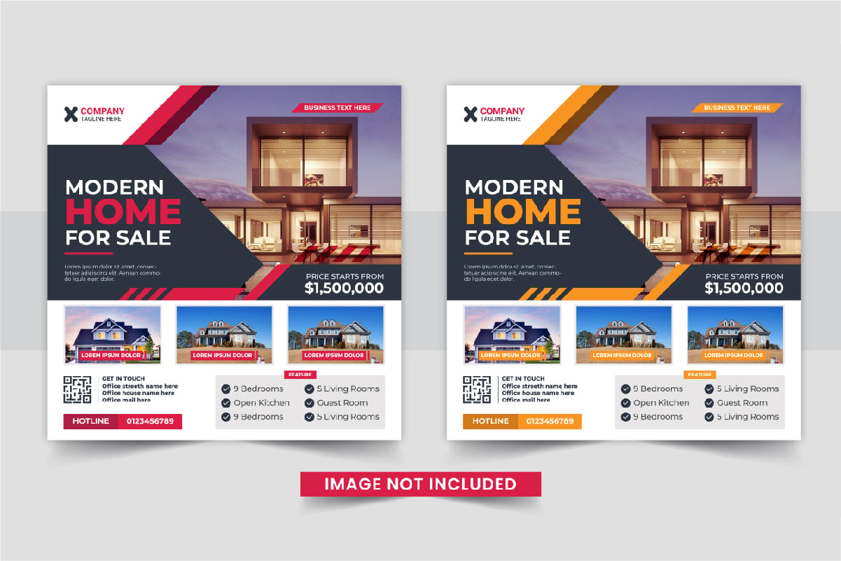 Modern Real Estate home sale or home repair Social Media Post design template layout